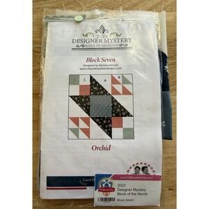 ORCHID ~ Fat Quarter Shop 2023 Designer Mystery BOM 7‎ Pattern & Pre Made Block
